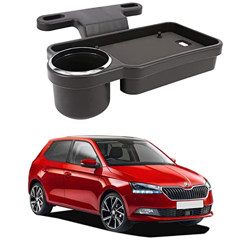 Image of Oshotto (FT-04) Foldable Car Auto Headrest Rear Back Seat Table Drink Food Cup Tray Holder Compatible with Skoda Fabia - Black
