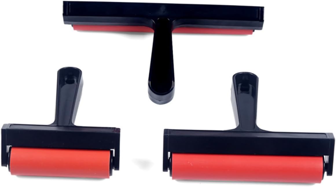 Unomor Professional Ink Roller with Plastic Frame for Painting and Stamping Brayers Smooth Surface Glue Roller for Printmaking and Craft Projects Easy Grip Handle