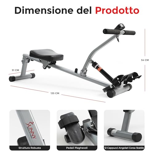 Sunny Health & Fitness SF-RW1205 12 Vogatore Con Resistenza Regolabile E Monitor Digitale - 6