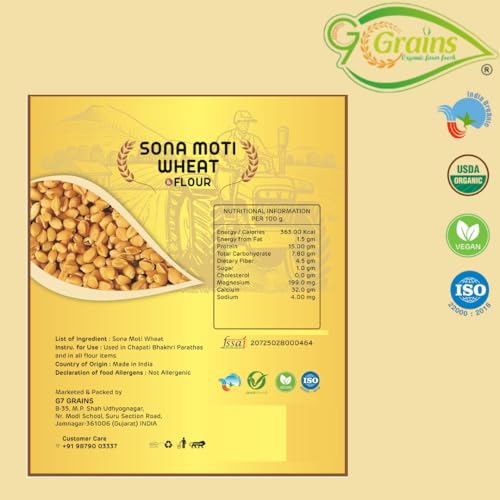 Image of Organic Sonamoti Wheat Grains Seeds (5Kgs) | For Farming, Sowing & Agriculture Use | Produce of India | 100% Natural & Non-GMO | By G7 Grains