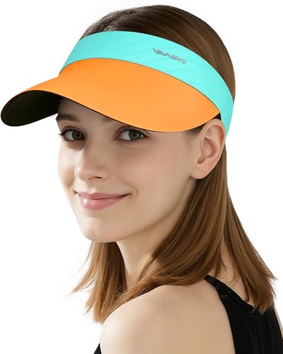 YANIKY Sun Visor Hat for Women,UPF50+ Seamless Sun Hats Men Women Lightweight Sports Cap Stretchy Ponytail Hat for Outdoor Orange