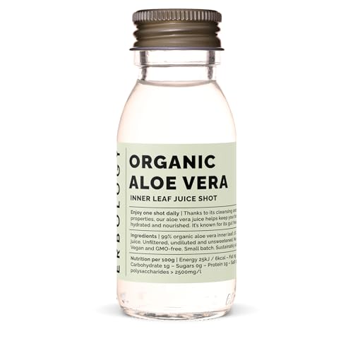 Hoja Interna Aloe Vera Juice Shot 60ml (Caja de 12) - Acemannan - Limpieza e Hidratante - Orgánico Cultivado Sosteniblemente en España