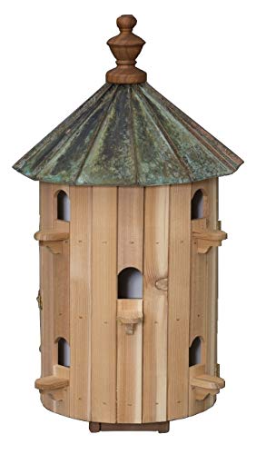 26" Cedar Birdhouse - 10 Room Patina Copper Top Finch Bird Condo House Amish Handcrafted In Lancaster Pennsylvania Usa #TOP27