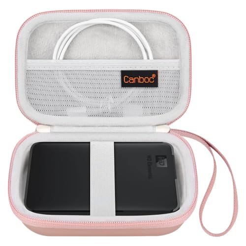 Image of Canboc EVA Shockproof Carrying Case for WD My Passport, WD Elements / Seagate Expansion, Seagate Backup Plus Slim 1TB 2TB 3TB 4TB USB 3.0 Portable External Hard Drive Storage Pouch Box Bag, Rose Gold