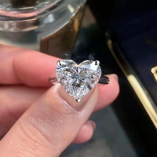 PURVIKA JEWELS 4Ct Heart Cut Lab Created Diamond Solitaire Engagement Ring, 14k White Gold Finish