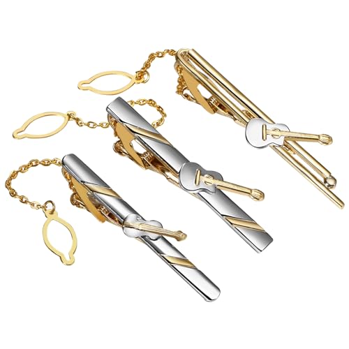 Pin de corbata de acero inoxidable dorado y plateado JewelryWe de 2.4 cm