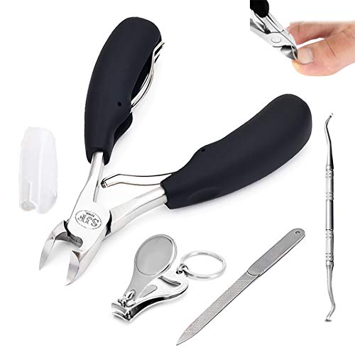 Nail Clippers Set 4Pcs, Podiatrist Toenail Clippers, Toe Nail Clipper Ultra Wide Jaw Opening, Professional Ingrown or Thick Toe Nail Clippers for Men & Seniors, Ultra Sharp Sturdy Nail Cutter (Set 1)