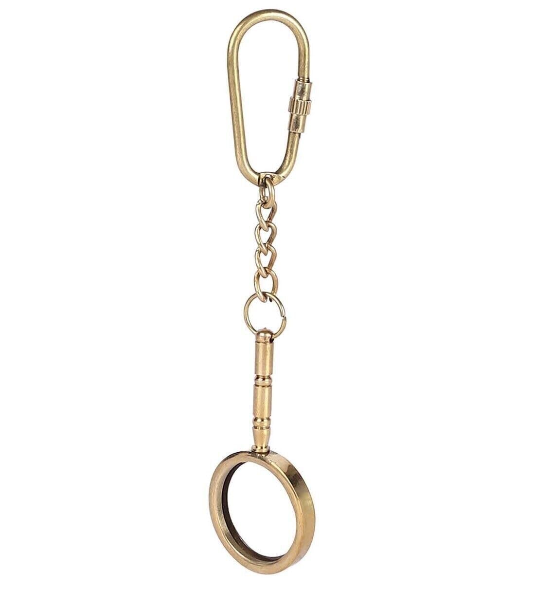 Stylish Brass Metal Magnifying Glass Keychain Keyring For Home Cycle Bike Office keys-image-47