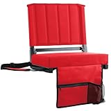 SPORT BEATS Stadium Seats with Back Support Bleacher Chairs with Back and Cushion Thick Padded Bleacher Seats Includes Shoulder Strap Red 1pc Regular - 17' W x 12' D x 16.5' H