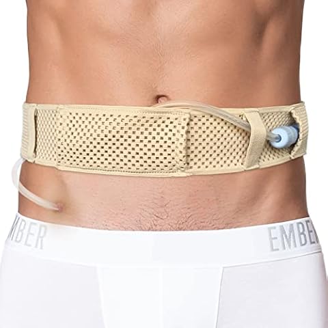 Comfortable Breathable Peritoneal Dialysis Belt PD Catheter Holder Accessories Adjustable Feeding G Tube Pouch Safety Secure Transfer Set Peg Tubing Supplies Men Women, Beige Large Cover