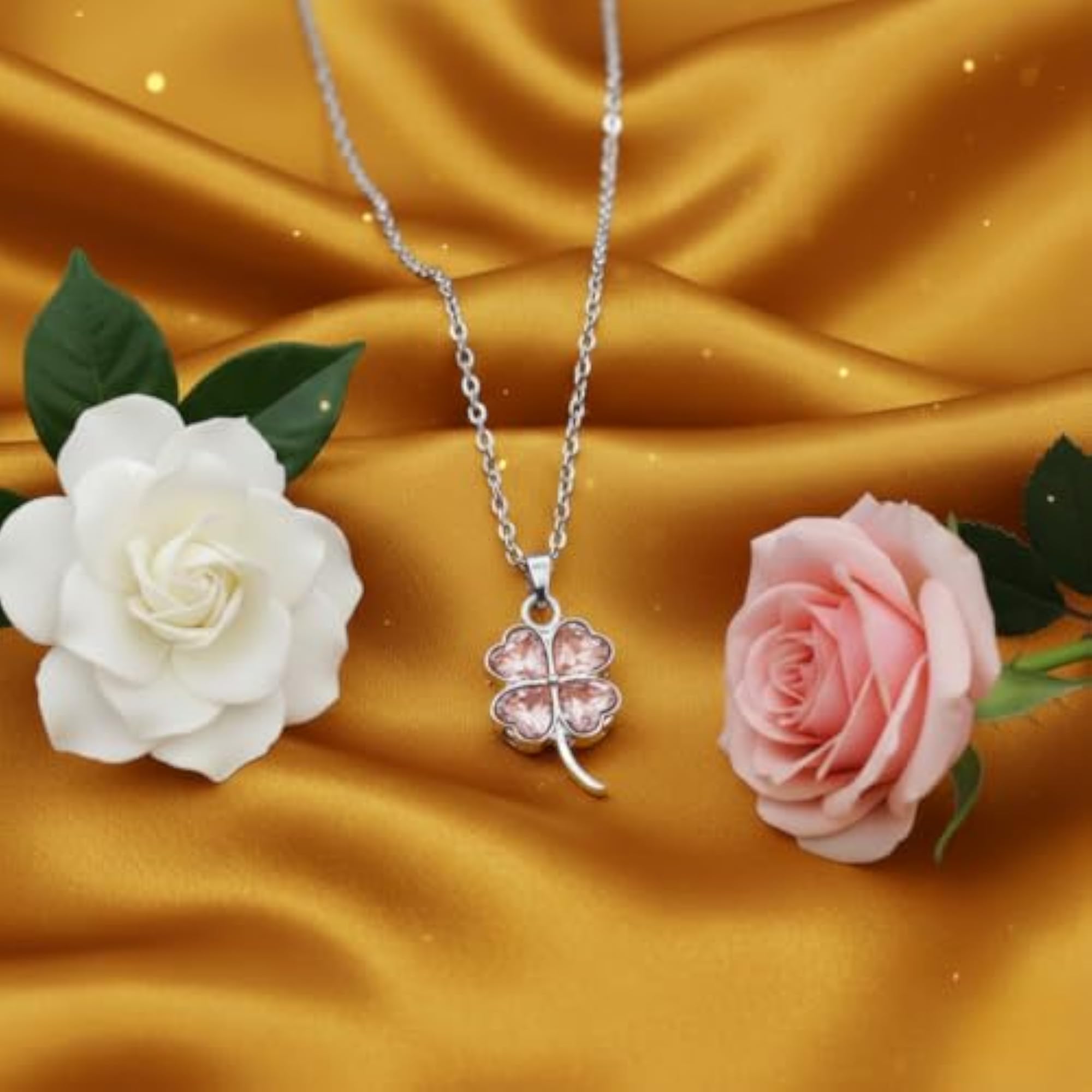 Koeane Crystal Four Leaf Clover Pendant Necklace
