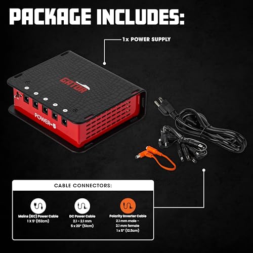 Gator Cases Guitar Effects Pedal Power with 5 Isolated Outputs: 5 x 9V DC @ 120mA | Maximum Output Current: 600mA (GTR-PWR-5) by Gator - Image 2