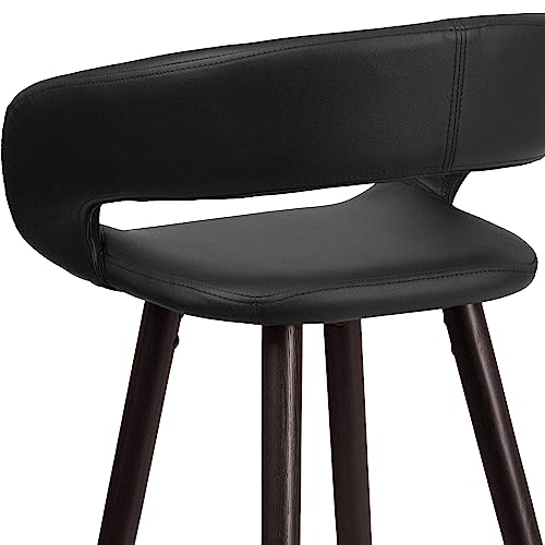 Taburete de bar Flash Furniture color capuchino con asiento de vinilo negro, altura fija, grado comercial miniatura 6