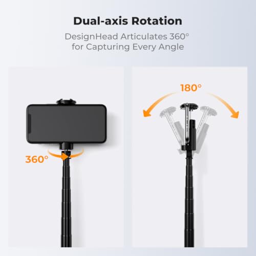 Image of K&F CONCEPT Auto Drop-Open Selfie Stick Tripod with Light, 70in