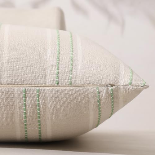 Image of Hckot Throw Pillow Covers 20x20 Set of 2 Light Green Pillow Covers Farmhouse Decorative Pillows Textured Linen Square Cushion Covers for Sofa Couch Bed Living Room Decor(Light Green)