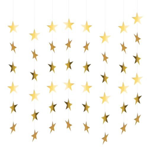 Glitzer Stern Girlande, 3 Stück 4m Stern Papier Girlande Deko,...