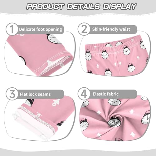 Pink Alarm Clocks Girls Leggings Soft Stretch Workout Yoga Dance Pants for Kids Casual Tights3