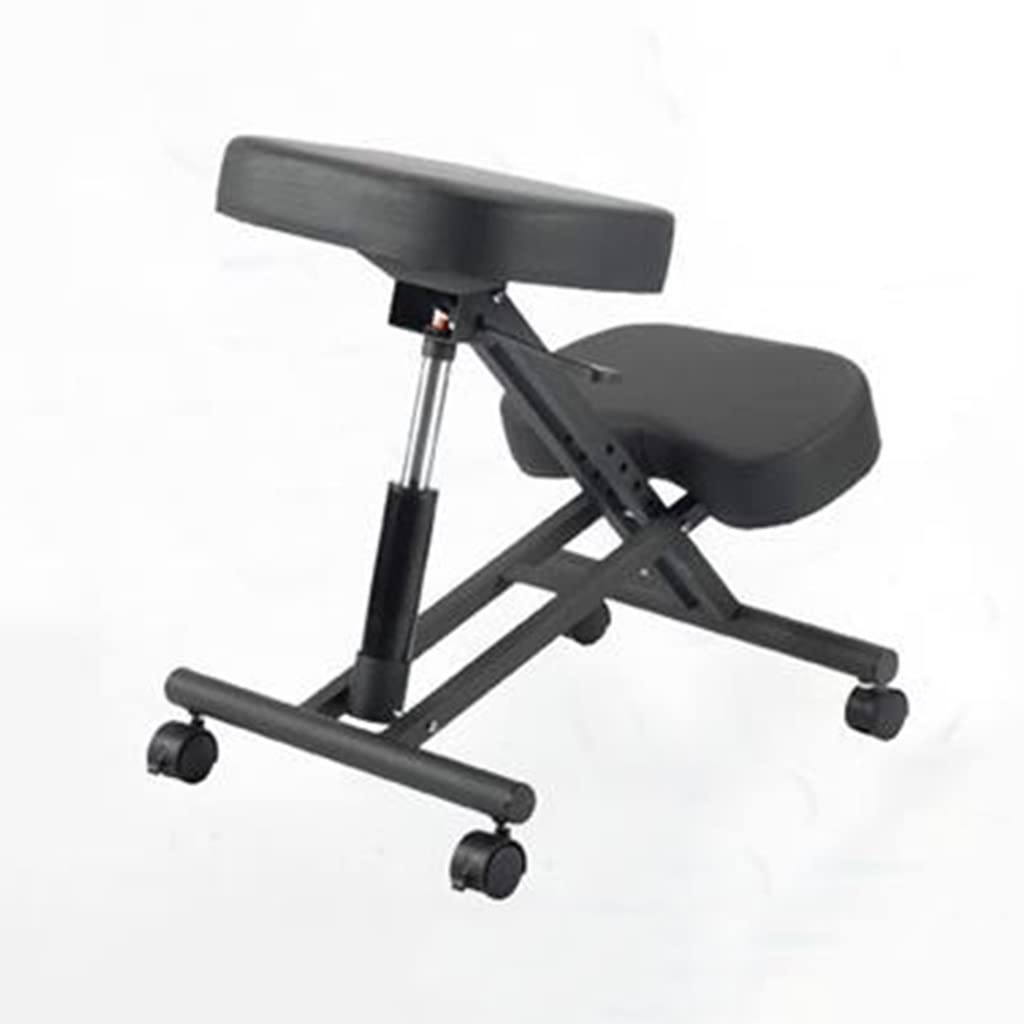 Silla ergonómica para arrodillarse, taburete ajustable, cojines de espuma gruesa, ruedas deslizantes suaves, mejora la postura para la oficina en casa, color negro