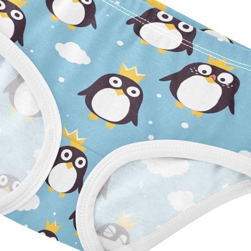 Wusikd Cute Penguin Crown Girls' Underwear Cotton Girls Briefs Soft Toddler Underwear 2T4