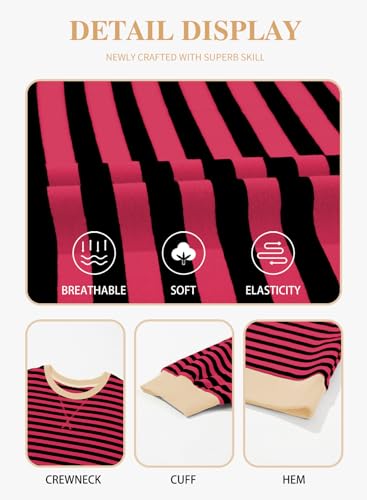 Image of Eytino Women Plus Size Striped Color Block Crewneck Sweatshirt(1X-5X) | Oversized Pullover Tops,Long Sleeve Casual Shirt,Workout & Daily Wear,2026 Fall Fashion Clothes Outfits