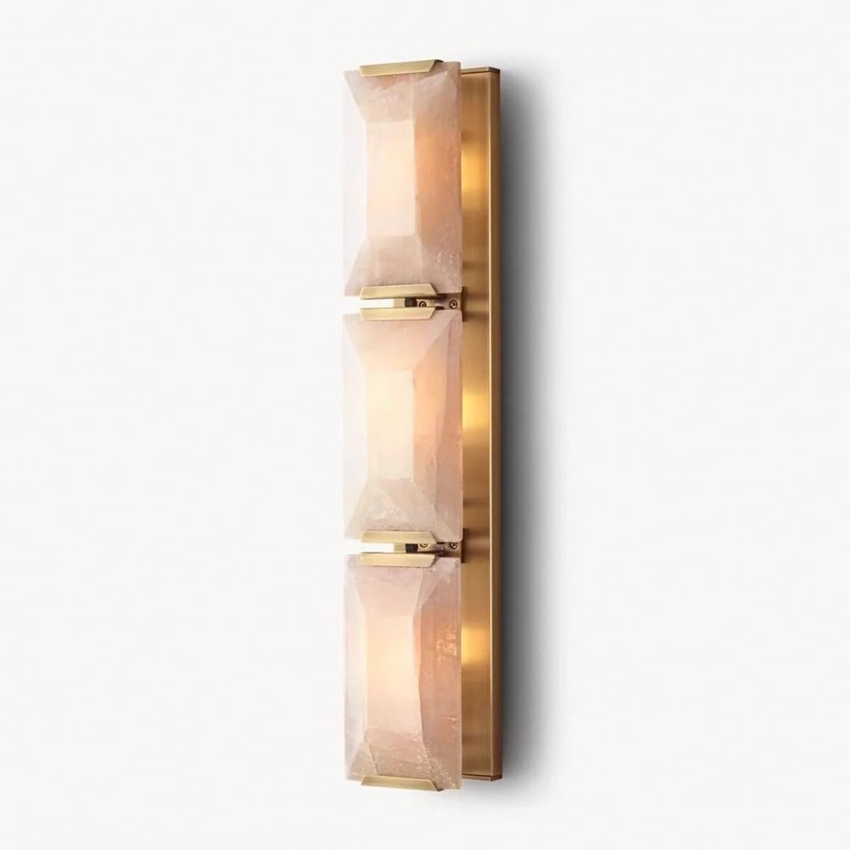 NHPJFDC Nordic Style Stone Wall Lamp Natural Marble Lampshade Sconce Long Strip LED 3 Color Dimming Lights Hallway Mounted Light Gold Lighting Fixtures for Living Room Loft Hotel T-155(Gold)