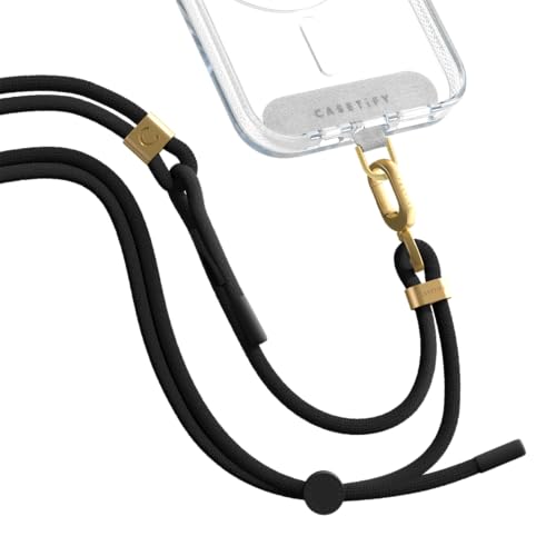 Image of CASETiFY 6mm Rope Cross Body Strap with Card - Solid Black