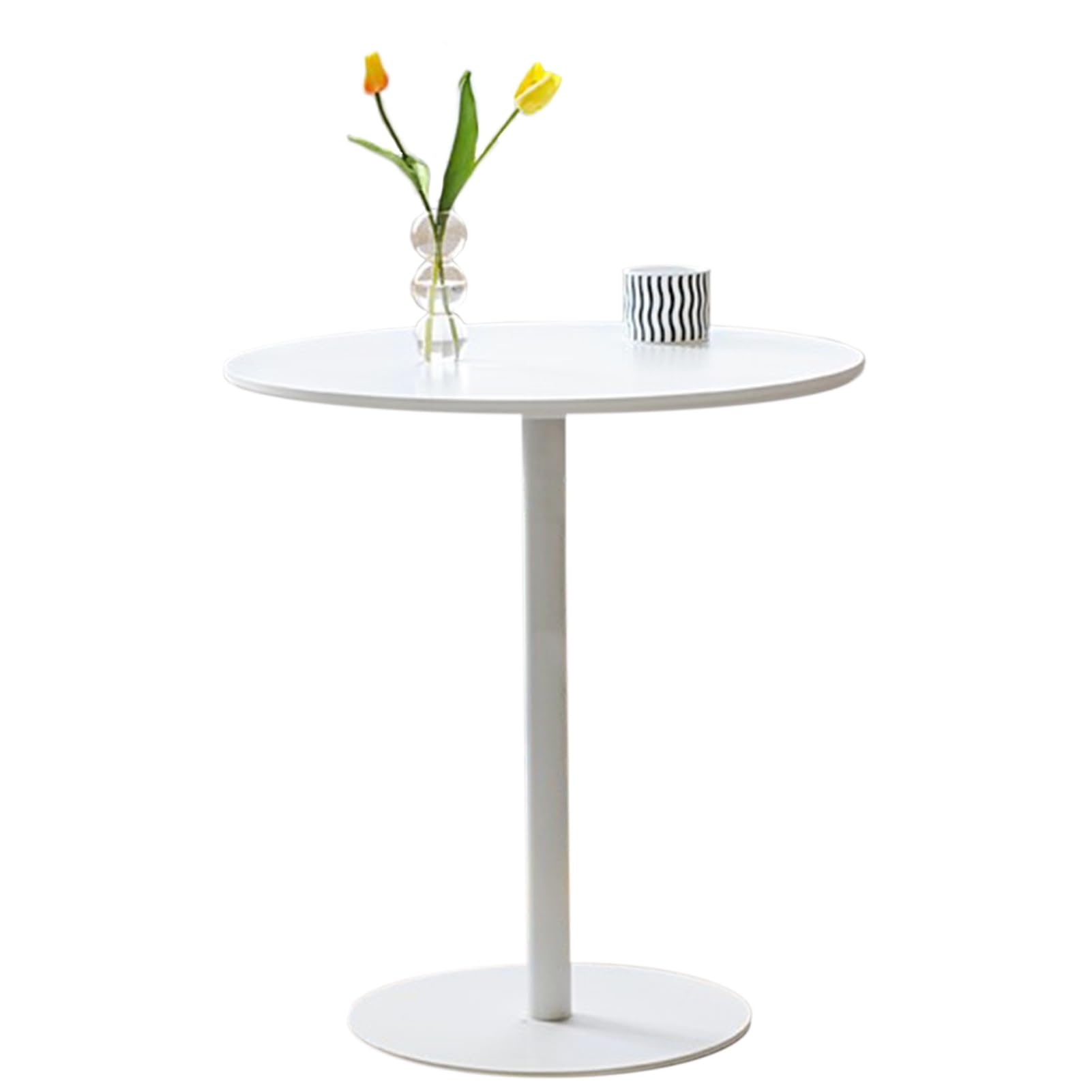Table de bistrot moderne en métal blanc pour intérieur et extérieur, comptoir de bar, table de pub avec base en métal, table de cuisine, table de salle à manger, table de cocktail pour la maison ou la