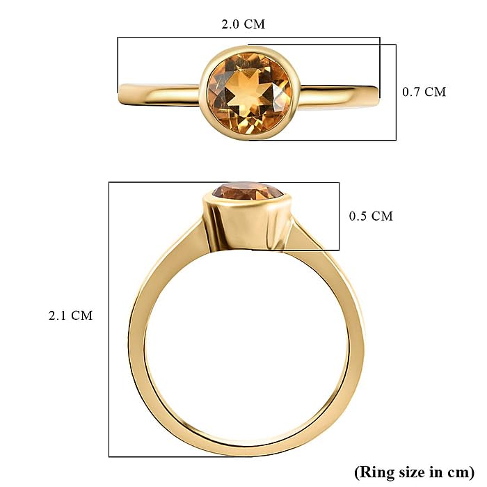 Image of 925 Sterling Silver 18K Gold Plated Birthstone 2 Ct Solitaire Natural Gemstone Ring for Women | Fine Jewelry Gift for Wife, Girlfriend, Sister, Birthday, Anniversary, Rakhi, Rakshabandhan, Valentine's