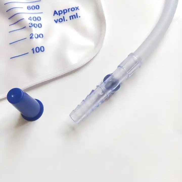 Miniatura 7 de Paquete de 5 bolsas de drenaje urinario con cámara antirreflujo, bolsa de orina para adultos con volumen de 67.6 fl oz, bolsa urinaria profesional