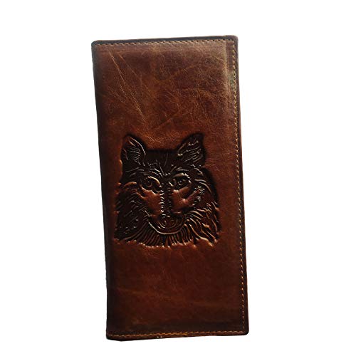 East Rain Men's Eagle Wolf Horse FishingTotem Cowhide Leather Wallet