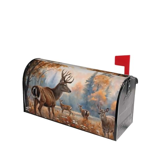 Image of Dujiea Wildlife Animal Deer Mailbox Wrap - Waterproof Magnetic Post Box Cover, Large Size 25.5 inch L x 21 inch W - Garden Yard Outside Farmhouse Home Decor
