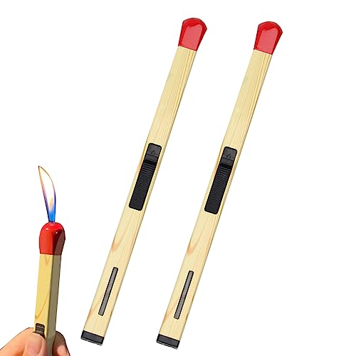 Creative Matchstick Lighter Open Flame Refillable Novelty Adjustable Metal Lighter Unique Gift for Men Women BBQ Fireplaces Camping