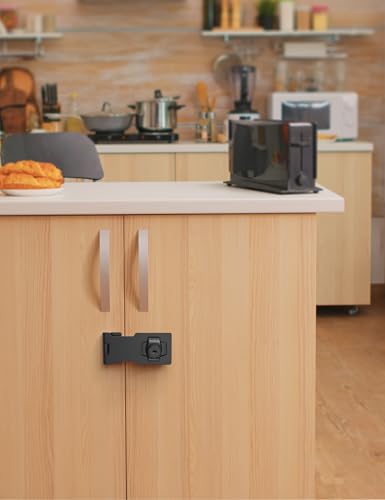 Image of 3 Inch Keyed Hasp Lock for Cabinets & Small Doors, Twist Knob Design, Heavy Duty Zinc Alloy with Chrome-Plated Iron, Includes Keys & Screws, Black