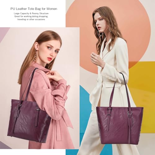 Image of KL928 Handbag for Women Tote Bag PU Leather Large Shoulder Bag Top Handle Satchel Purses 2Pcs Set
