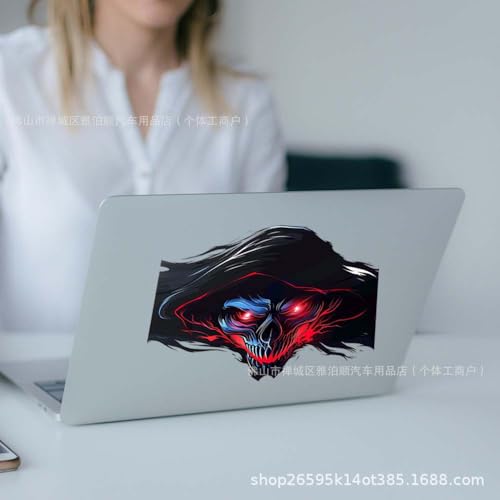 Image of 2Pcs Halloween 3D Skull Car Decals, Decorative Sticker for Truck Trailer SUV, Any Smooth Surface (E)