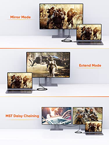 Image of CableCreation 8K Bi-Directional Usb C To Displayport Cable 6Ft [Hdr,8K@60Hz,4K@144Hz,2K@240Hz],Dp 1.4 To Usb C Cable,Compatible With Thunderbolt 3 /4,Macbook Pro /Air 2020 /2018,iPhone 15 Pro Max,Black