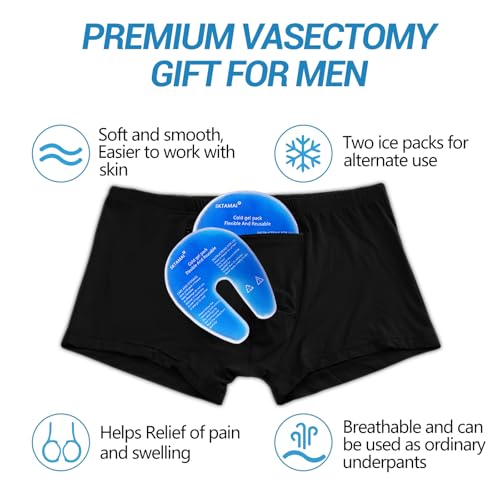 Vasectomy Support Underwear for Men Snug Boxer Briefs with 2 Ice Packs for Testicular Support and Pain Relief Post-Vasectomy Care Gift black3