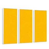 platino24 Schallabsorber-Set Colore aus Basotect G+ mit Akustikfilz, 3 Elemente in Sonnengelb je 825x275x50mm, Verbesserung der Raumakustik