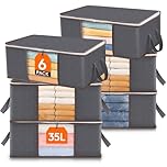 Lifewit 35L Clothes Storage Bags with Clear Window, Foldable Underbed Clothes Covers, Organisers for Clothing, Bedding, Sweaters Protection, 6 Pack, Grey