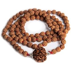 Wonder Care Certified Rudraksha Mala 5face(Panchmukhi) Auténtico Rudraksha Beads Ornamento Rosario Japa Mala Beads Collar Puja | Cuentas de oración | Cuentas de meditación