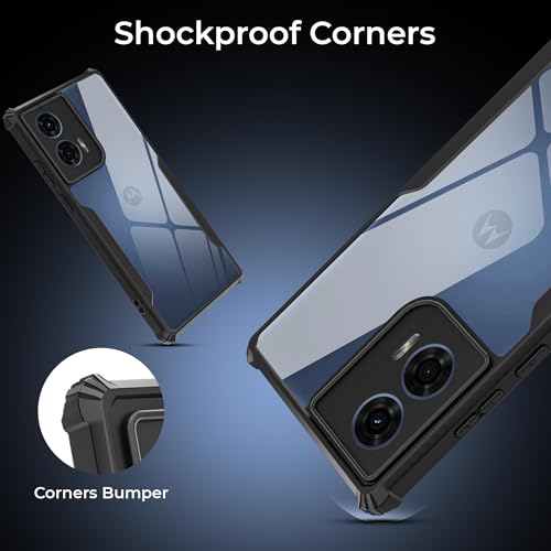 Image of A rtistque Clear Hard Transparent Acrylic Armor Anti-Drop Shockproof TPU Edge Back Cover Case for Motorola G24 Power - Black