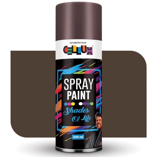 Image of Cellux 2X Ultra Cover Deep Brown Spray Paint | DIY, Quick Drying with Premium Gloss Finish for Metal, Wood, Wall & other Surfaces - 400 ML