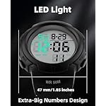 CakCity Mens Digital Watch Military Waterproof Outdoor Large Face Sports Watches with Stopwatch Back Light Alarm Date LED Display,Black - Image 3