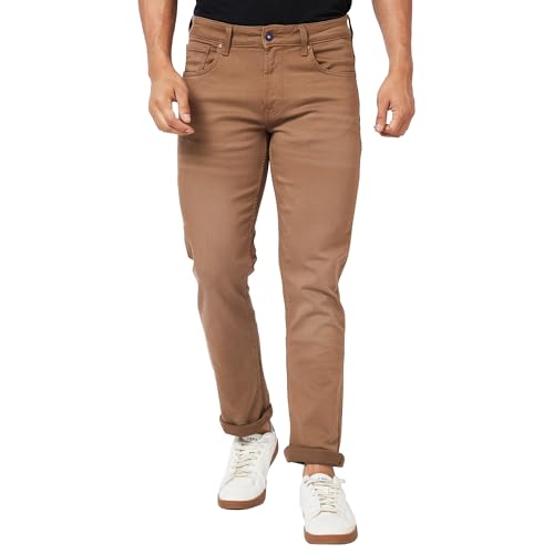 Image of Spykar Mid-Rise Regular Fit Brown Jeans for Men (Size: 34)-MDRO2BC034 Coffee Brown