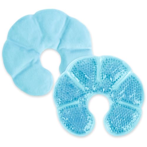 Image of NEWGO Reusable Breast Ice Pack 2-Pack Gel Ice Therapy Pad for Breast Surgery, Nursing and Breastfeeding, Engorgement Relief (Blue)