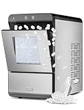 Gevi Household V2.0 Countertop Gemi Nugget Ice Maker | Self-Cleaning Pellet Ice Machine | Stainless Steel Housing |16.7''H Fits Perfectly Under Wall Cabinet | Black with Viewing Window