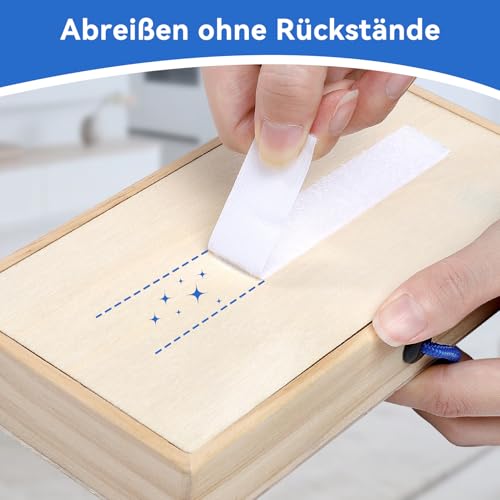 HOMMAND Klettband Selbstklebend Extra Stark, Doppelseitig Klebende mit Klettverschluss Selbstklebendes Klebepad Flauschband und Hakenband, Premium Klettverschluss selbstklebend, 20mm x 10m, Weiß