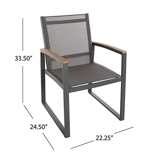 Christopher Knight Home 305235 Aubrey Outdoor Mesh Dining Chairs With Aluminum Frame (Set Of 2), Gray #TOP2