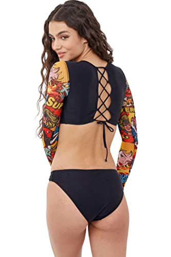 Gottex Girls Superhero Long Sleeve Cropped Lace Up Rash Guard Top with Matching Bikini Bottom Size 10 (EU 34Y)2