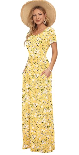 Image of AUSELILY Women's Classic Short Sleeve Loose Plain Casual Long Maxi Dresses for Women 2026